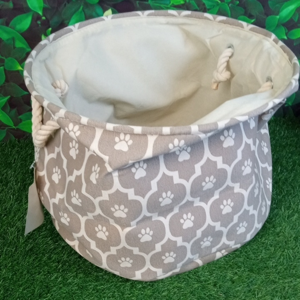 🐾🍒 DII Paw Print Round Storage Basket